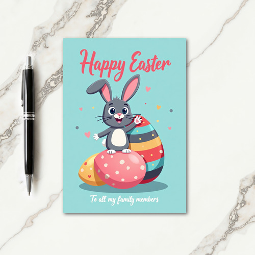 Happy Spring Rabbit Family Card