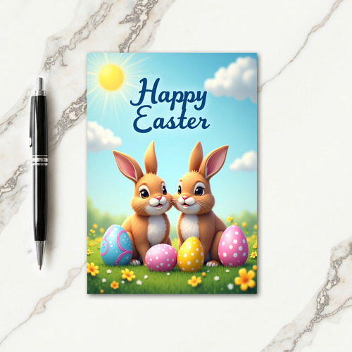 Happy Spring Rabbits Easter Card