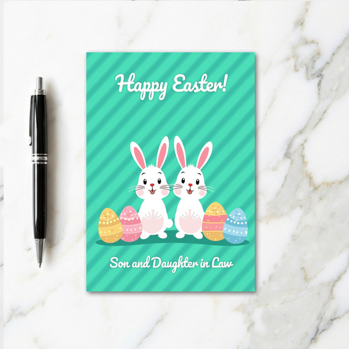 Happy Spring Rabbits Eggs Card