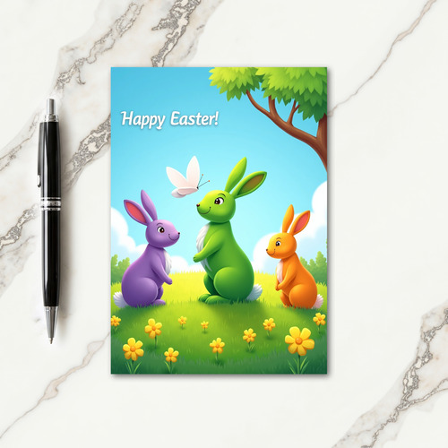 Happy Spring Rabbits Scene Card