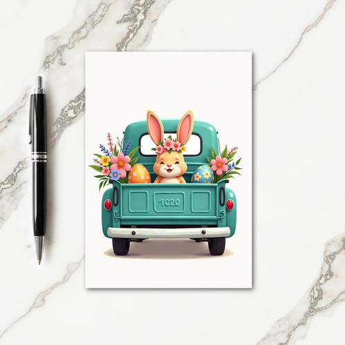 Happy Spring Truck Bunny Card