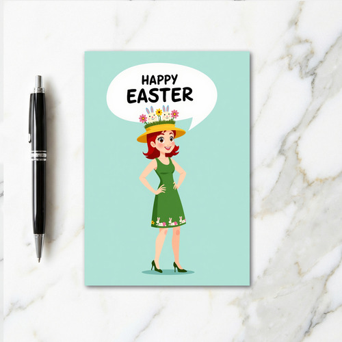 Happy Spring Woman Easter Card