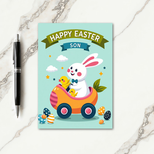 Happy Springtime Rabbit Ride Card