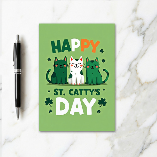 Happy St Cattys Day Fun Cats Card