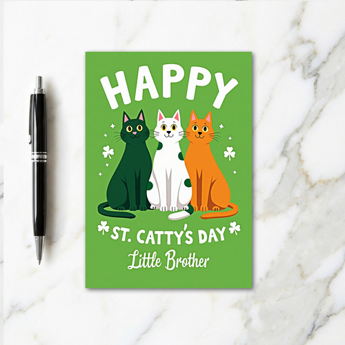 Happy St Cattys Day Little Brother Card