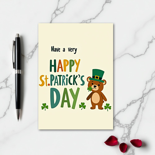 Happy St Patricks Day Bear Card
