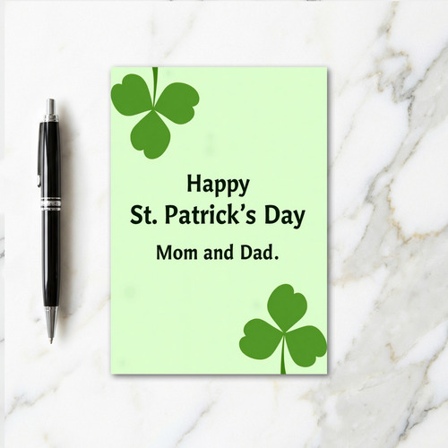 Happy St Patricks Day Mom Dad Card