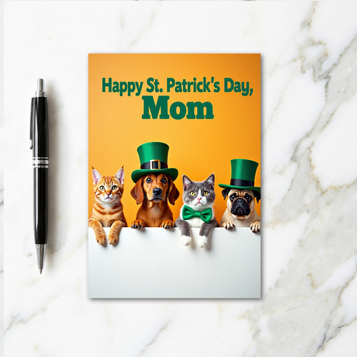 Happy St Patricks Day Mom Pets Card