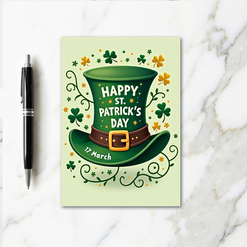 Happy St Patricks Day Top Hat Card