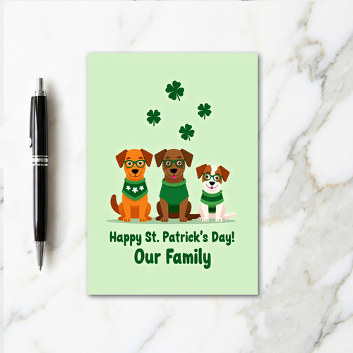 Happy St Patricks Dogs Family Card