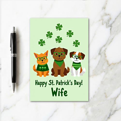Happy St Patricks Pets Wife Card