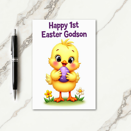 Happy Striped Egg Bird Card