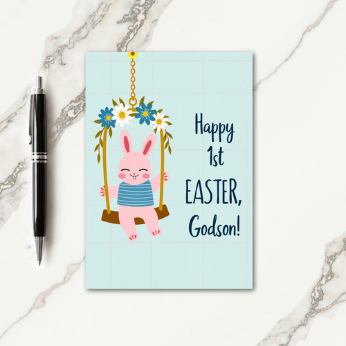 Happy Swinging Bunny Card