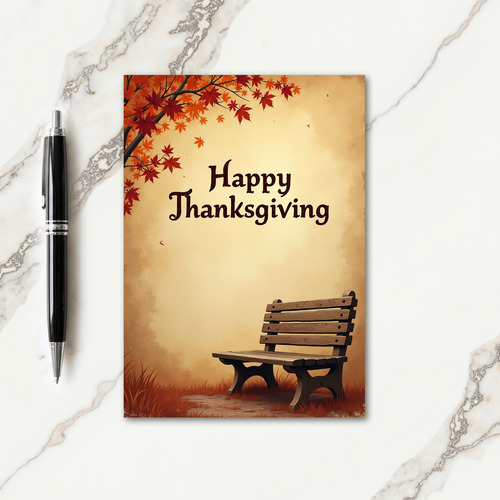 Happy Thanksgiving Autumn Bench Card thumbnail