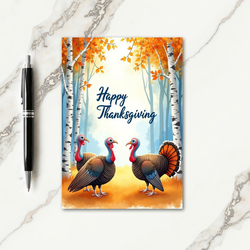 Happy Thanksgiving Autumn Birds Card
