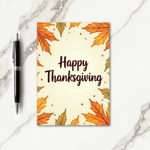 Happy Thanksgiving Autumn Leaves Card