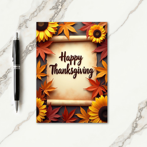 Happy Thanksgiving Autumn Scroll Card