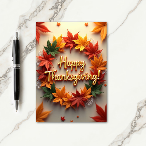 Happy Thanksgiving Autumn Wreath Card thumbnail