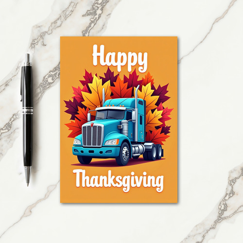 Happy Thanksgiving Blue Truck Card