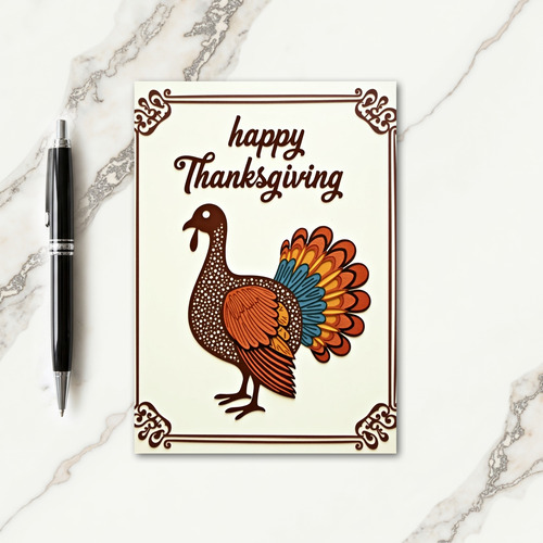 Happy Thanksgiving Brown Bird Card