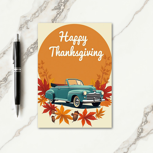 Happy Thanksgiving Classic Car Card thumbnail
