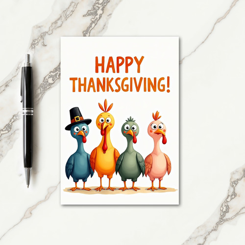 Happy Thanksgiving Colorful Birds Card thumbnail