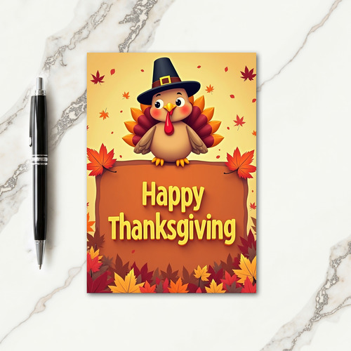 Happy Thanksgiving Cute Bird Card thumbnail