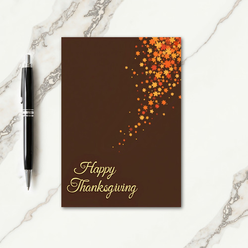 Happy Thanksgiving Falling Leaves Card