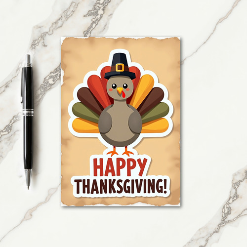Happy Thanksgiving Feathered Card