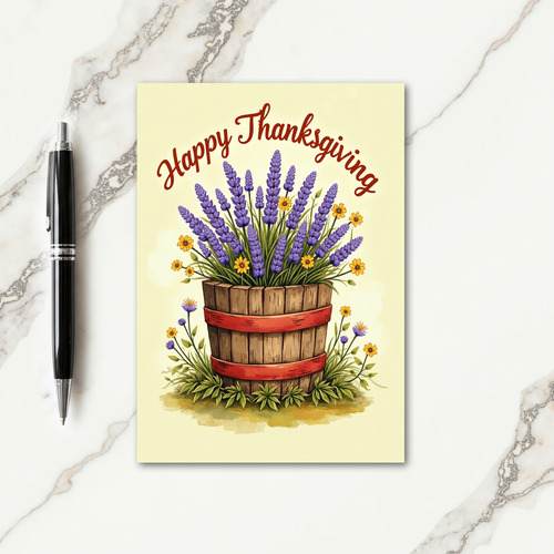 Happy Thanksgiving Floral Barrel Card