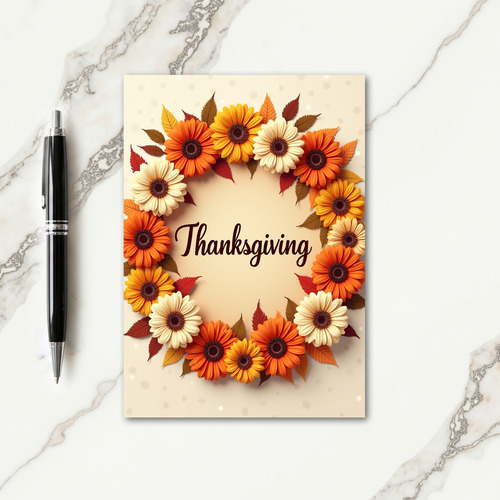 Happy Thanksgiving Floral Wreath Card thumbnail