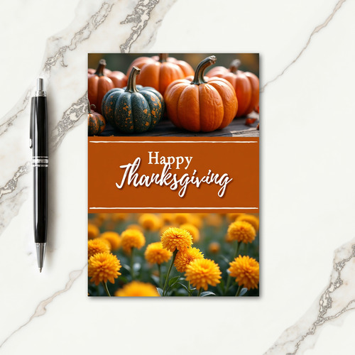 Happy Thanksgiving Flowers Card