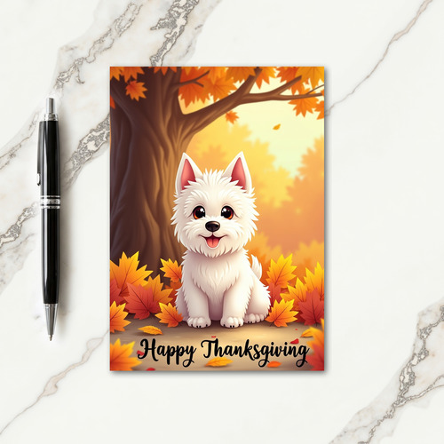 Happy Thanksgiving Fluffy Pup Card