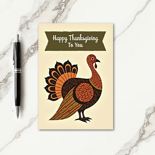 Happy Thanksgiving Folk Art Card