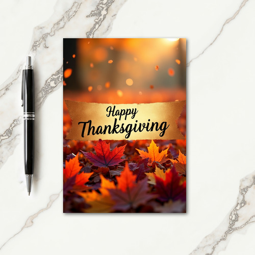 Happy Thanksgiving Golden Banner Card