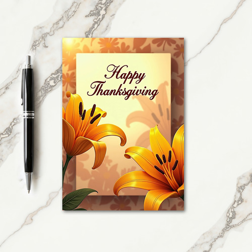 Happy Thanksgiving Golden Blooms Card