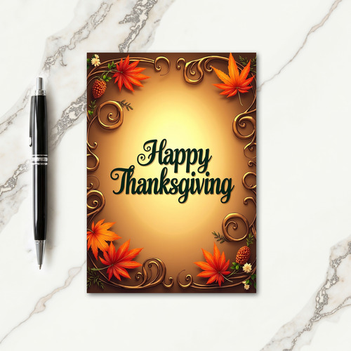 Happy Thanksgiving Golden Card