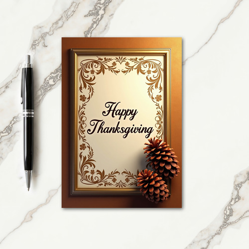 Happy Thanksgiving Golden Frame Card