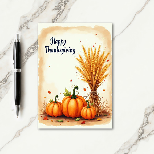 Happy Thanksgiving Golden Grain Card