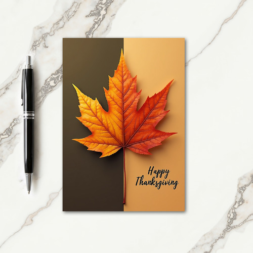 Happy Thanksgiving Golden Leaf Card