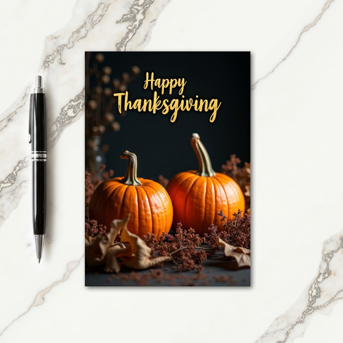 Happy Thanksgiving Golden Message Card