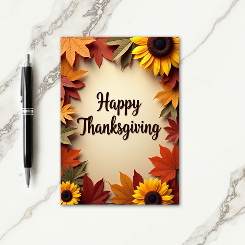 Happy Thanksgiving Golden Sunflowers Card