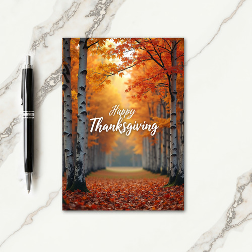 Happy Thanksgiving Golden Trees Card thumbnail