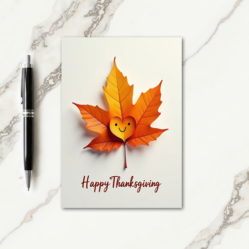 Happy Thanksgiving Heart Leaf Card