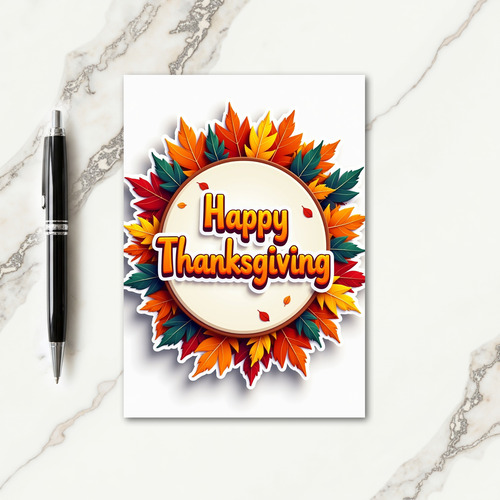 Happy Thanksgiving Leafy Circle Card thumbnail