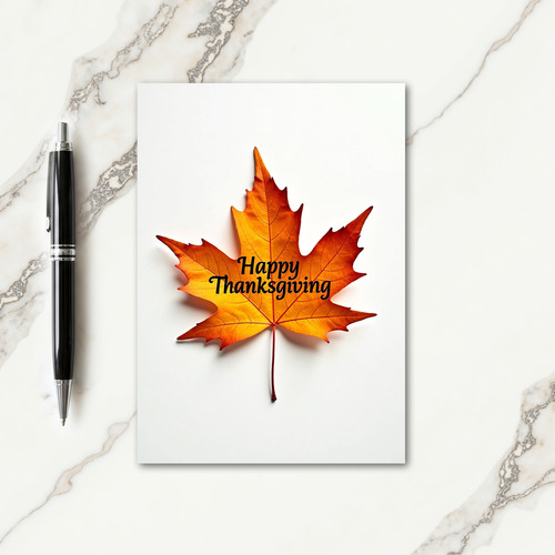 Happy Thanksgiving Maple Leaf Card