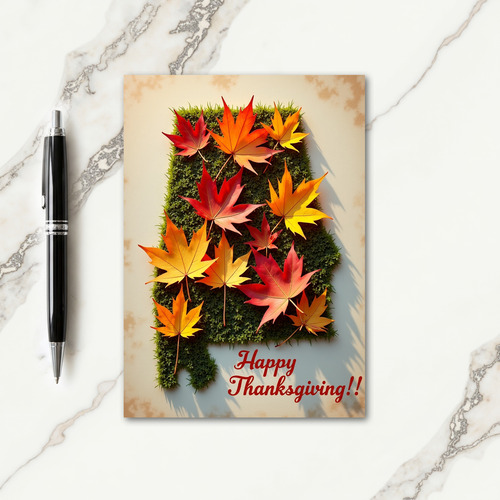 Happy Thanksgiving Maple Leaves Card