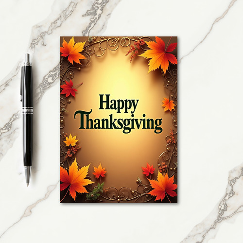 Happy Thanksgiving Ornate Border Card thumbnail