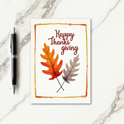 Happy Thanksgiving Painted Foliage Card