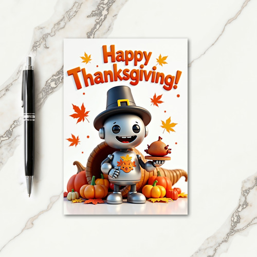 Happy Thanksgiving Pilgrim Bot Card